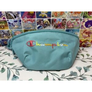 Champion Teal Waist Bag Fanny Pack Rainbow Logo Adjustable Belt 5x13"‎